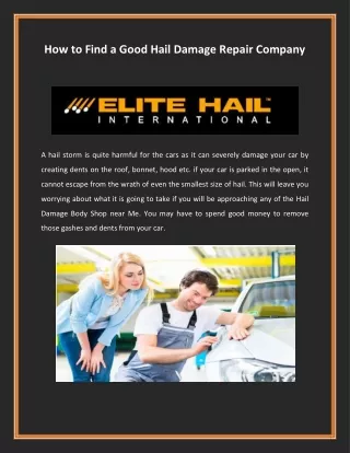 How to Find a Good Hail Damage Repair Company