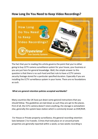 How Long Do You Need to Keep Video Recordings?