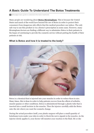 A Basic Guide To Understand The Botox Treatments
