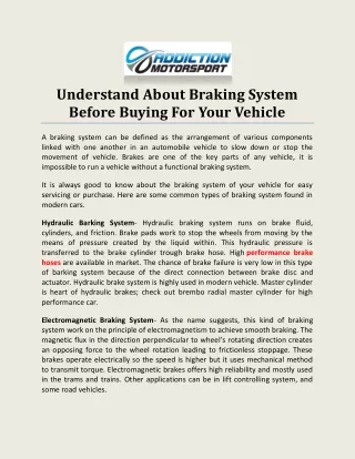 understand about braking system before buying