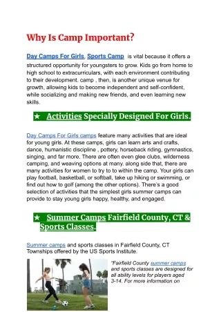 why is camp important