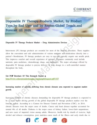 Disposable iv therapy products market