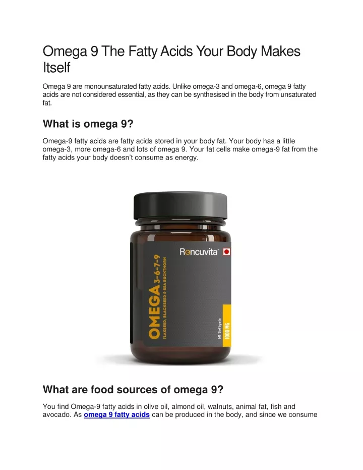 omega 9 the fatty acids your body makes itself