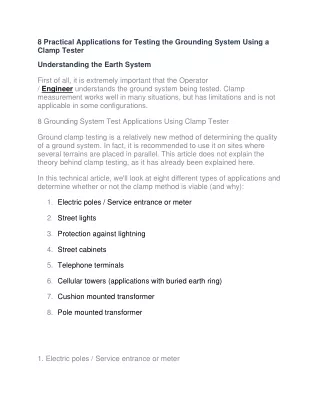 8 Practical Applications for Testing the Grounding System Using a Clamp Tester