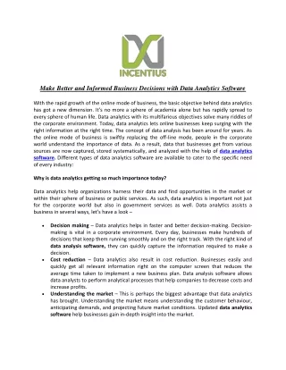 make better and informed business decisions with