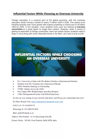 influential factors while choosing an overseas