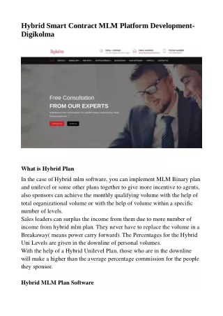 hybrid smart contract mlm platform development