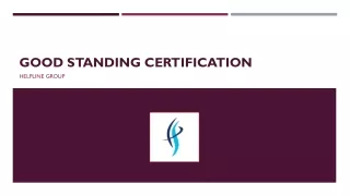 Good Standing Certification