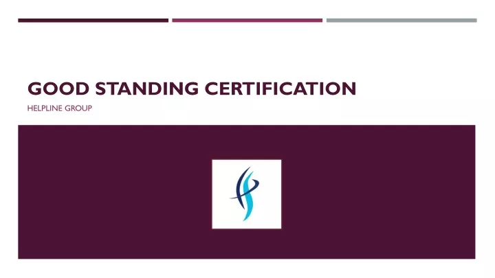 good standing certification