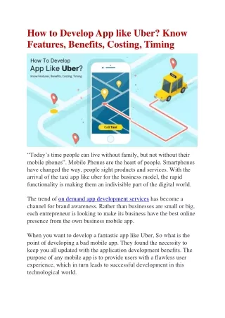how to develop app like uber know features