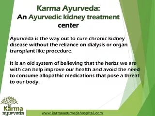 Karma Ayurveda - An Ayurvedic kidney treatment center