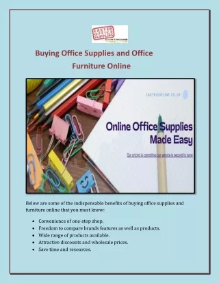 Buying Office Supplies and Office Furniture Online