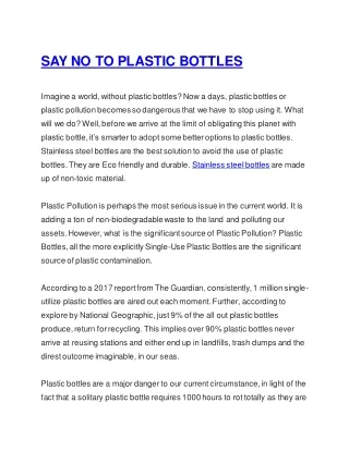 say no to plastic bottles