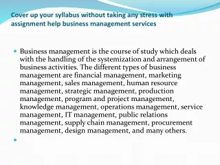Cover up your syllabus without taking any stress with assignment help business management services
