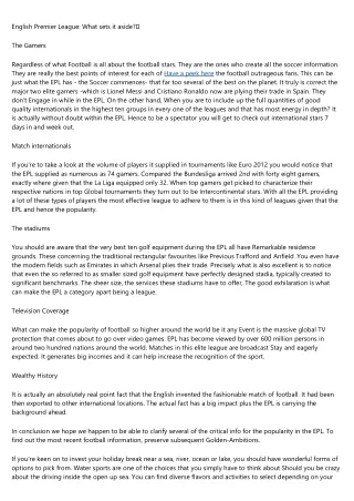 english premier league what sets it aside
