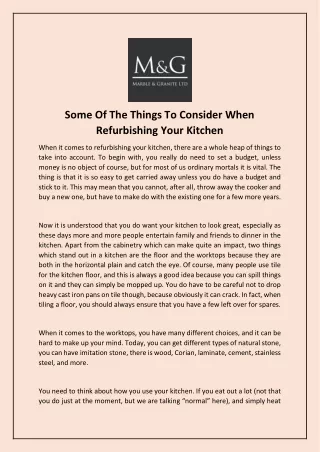 some of the things to consider when refurbishing