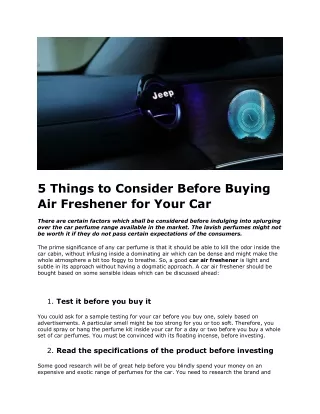 5 Things to Consider Before Buying Air Freshener for Your Car