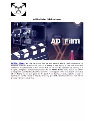 Ad Film Maker -Wisdomcinerts