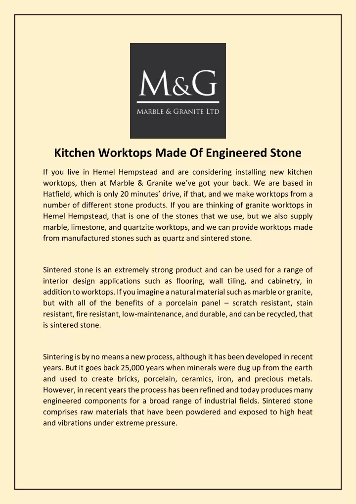 kitchen worktops made of engineered stone