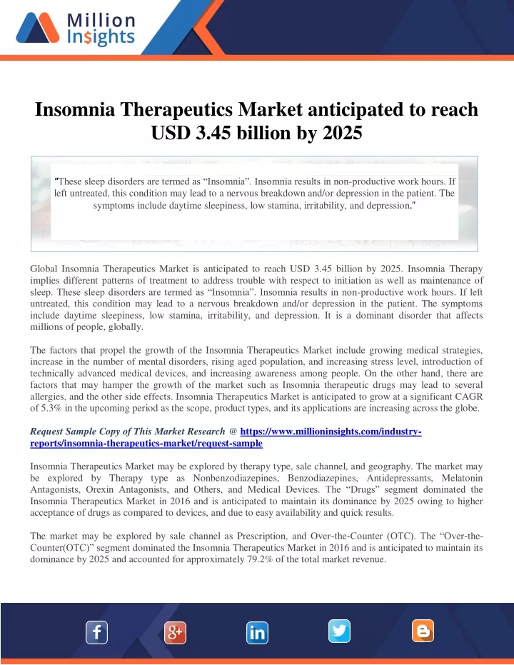 insomnia therapeutics market anticipated to reach