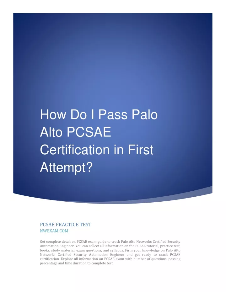 how do i pass palo alto pcsae certification