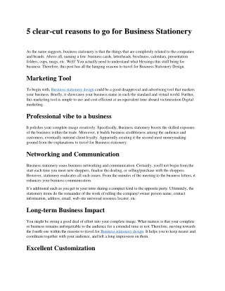 5 clear cut reasons to go for business stationery