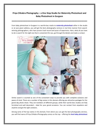 Priya Chhabra Photography – a One Stop Studio for Maternity Photoshoot and Baby Photoshoot in Gurgaon