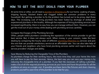 how to get the best deals from your plumber