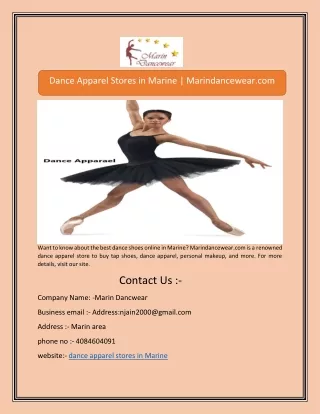 Dance Apparel Stores in Marine | Marindancewear.com
