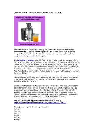 global juice extractor machine market research