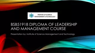 BSB51918 Diploma of Leadership and Management Training Course from ISMT