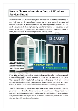 How to Choose Aluminium Doors & Windows Services Dubai