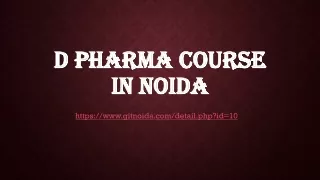 d pharma course in noida