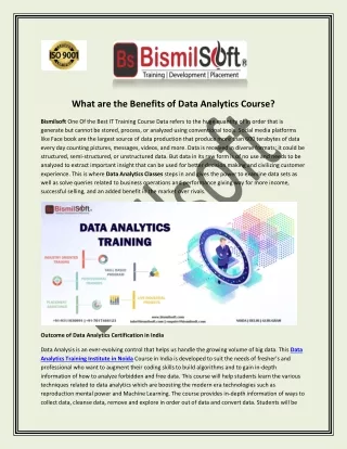 what are the benefits of data analytics course