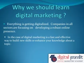 Why We Should Learn Digital Marketing Course