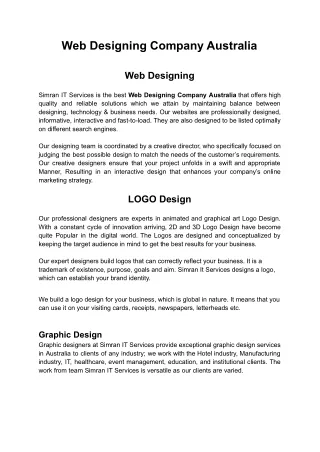 Web Designing Company Australia