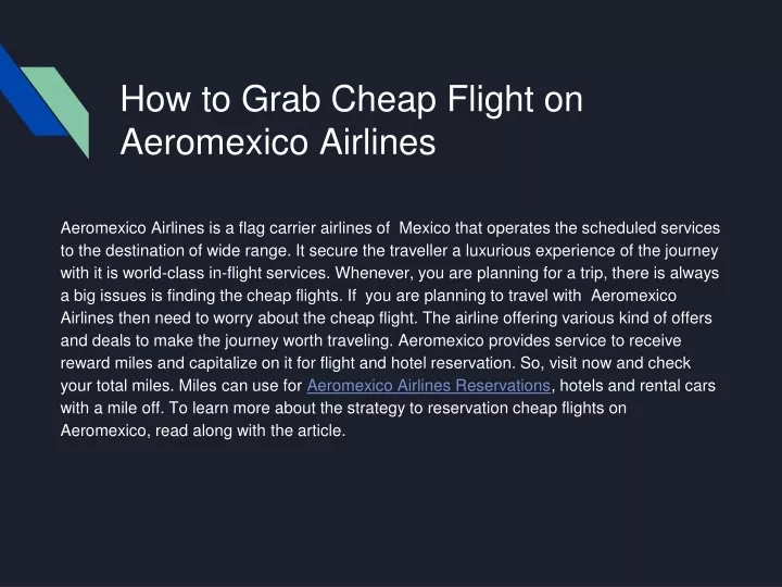 how to grab cheap flight on aeromexico airlines