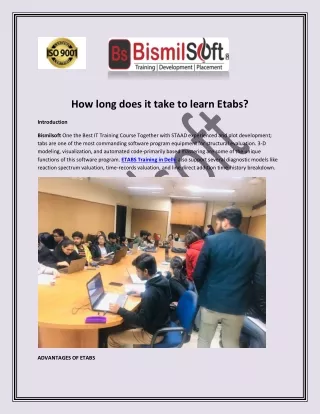 how long does it take to learn etabs