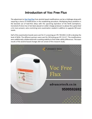 introduction of voc free flux