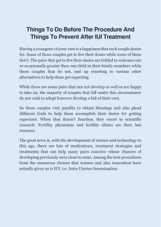 things to do before the procedure and things