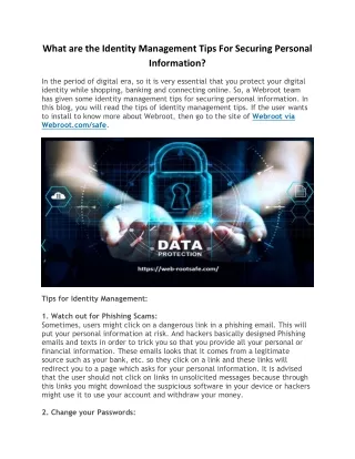 what are the identity management tips