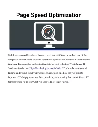 page speed optimization