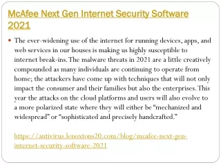 McAfee Next Gen Internet Security Software 2021