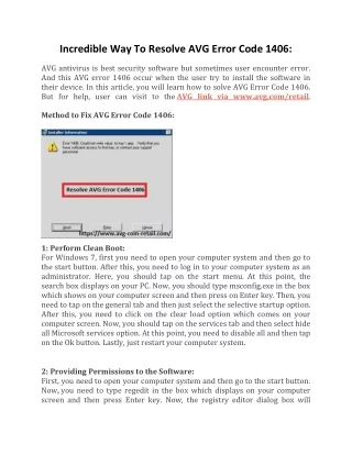 incredible way to resolve avg error code 1406