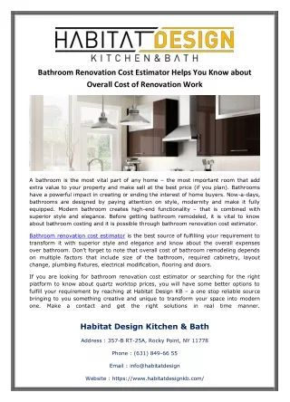 Bathroom Renovation Cost Estimator Helps You Know about Overall Cost of Renovation Work