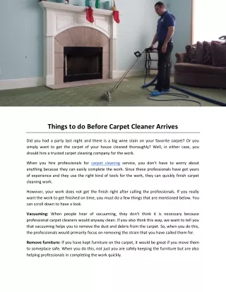 things to do before carpet cleaner arrives