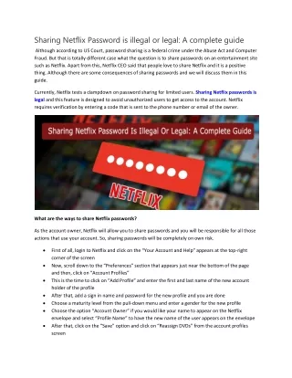 sharing netflix password is illegal or legal