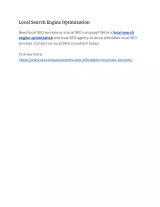 local search engine optimization