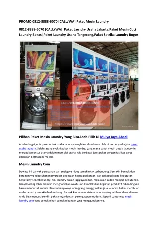 PROMO 0812-8888-6070 [CALL/WA] Paket Mesin Laundry