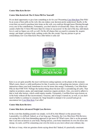 center slim keto review